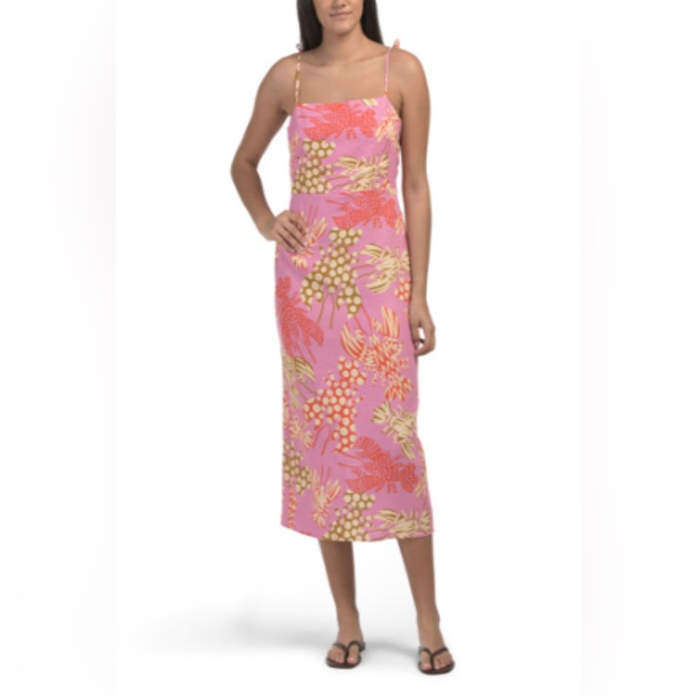 Rachel Zoe Pink and Yellow Midi Dress